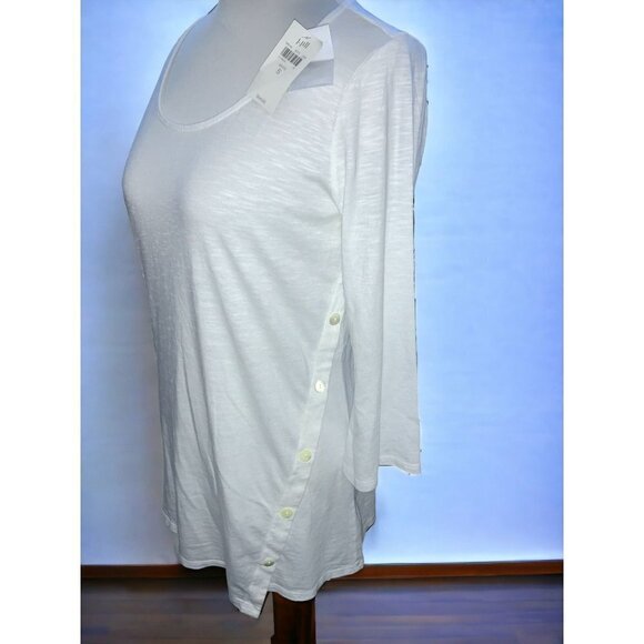 J Jill solid white quarter sleeve pullover lightweight tunic ladies NEW Small - Picture 5 of 7